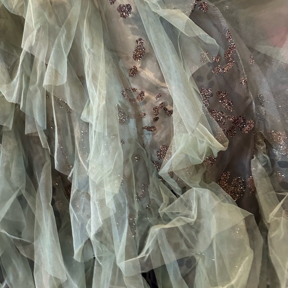 Green Beaded Strapless Gown - Picture 9 of 12